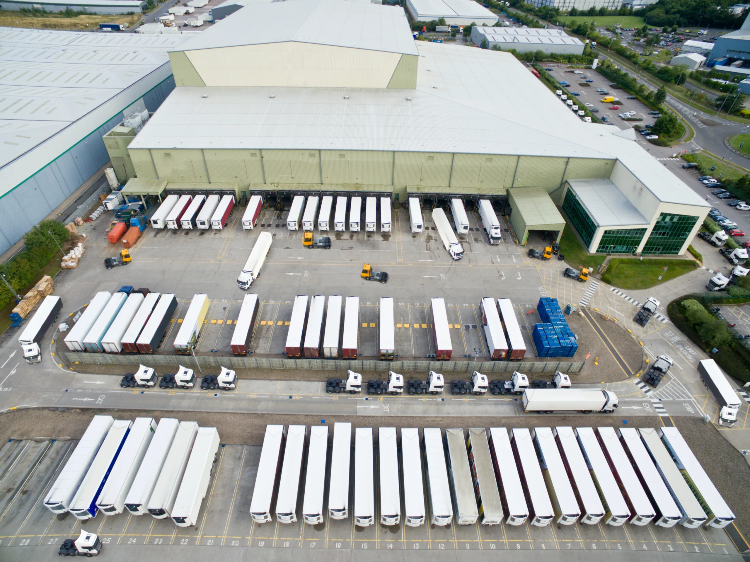 Trucks at logistics hub