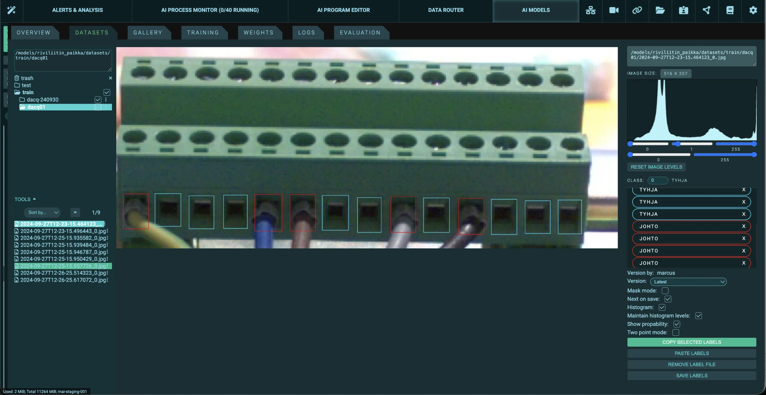 MarshallAI AFSA computer vision platform annotation and classification view